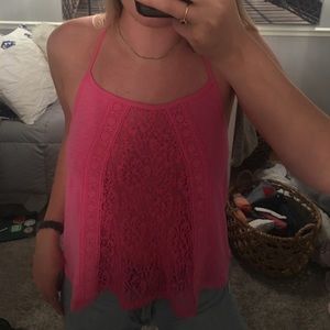 Abercrombie Kids Pink Flowy Tank w Lace Detail